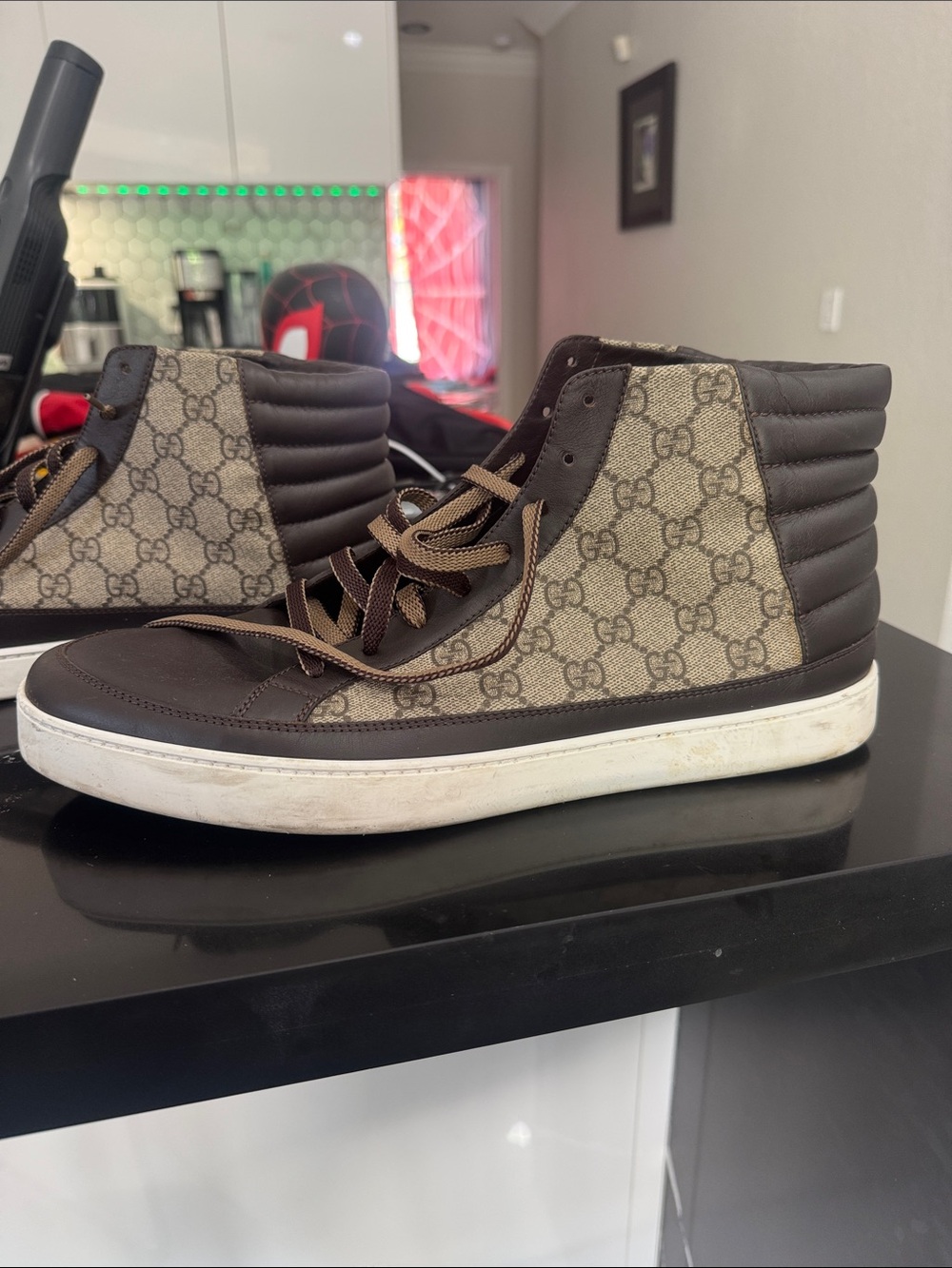 Gucci Brown and Beige GG High-Top Sneakers